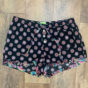 Vera Bradley Loungewear Sleepwear Black Shorts 100% Cotton Abstract Floral sz‎ S